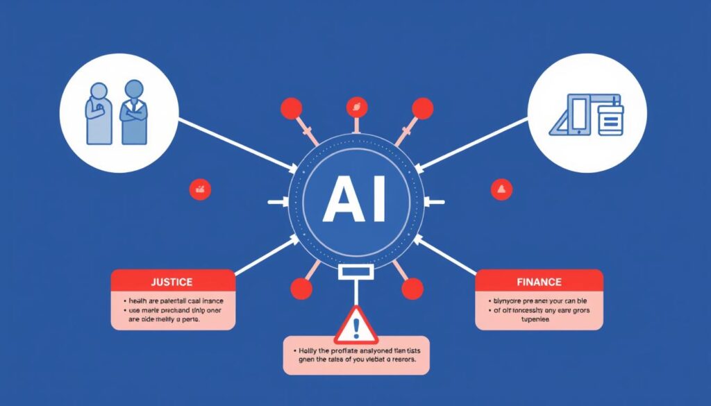 Illustration of ethical risks in AI applications showing potential unintended consequences