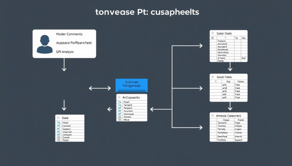 A complex workflow diagram showing how GPT and spreadsheets are connected to process data