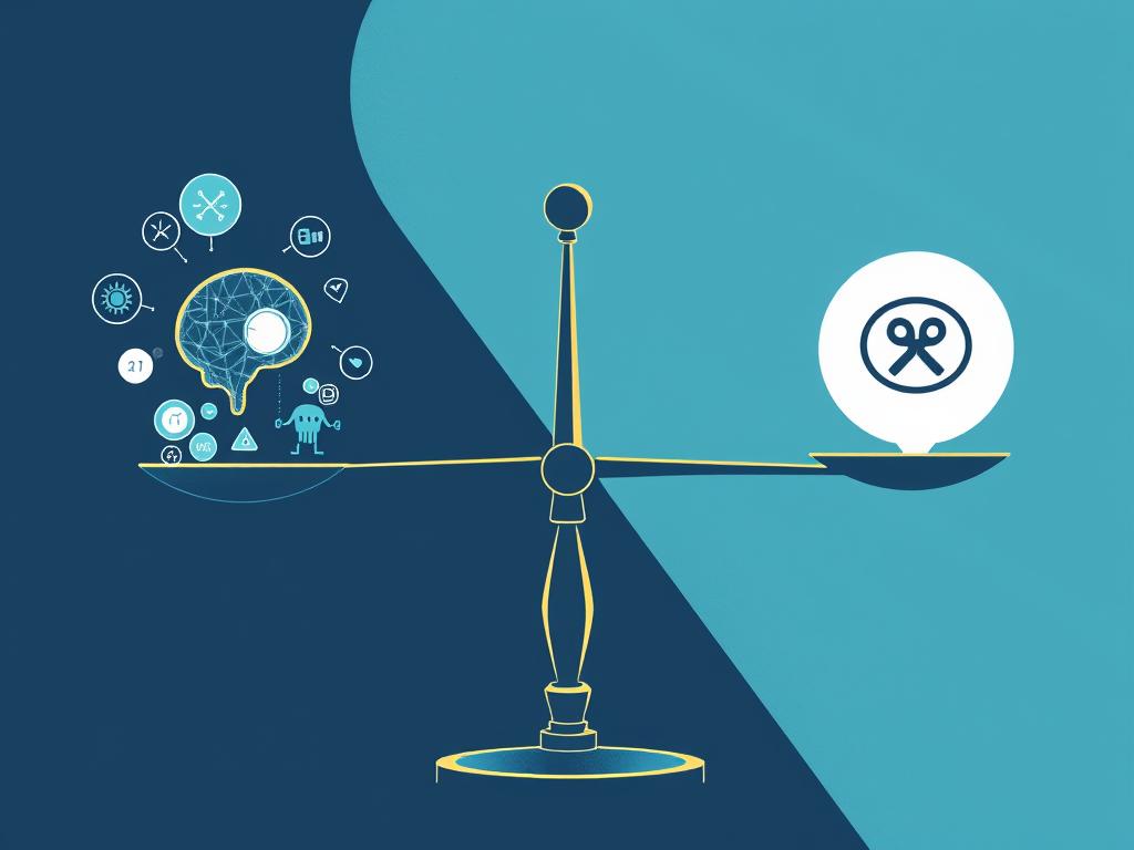 A conceptual illustration showing the balance between creative AI experimentation and ethical considerations