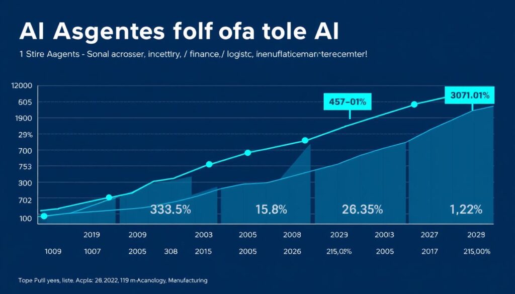 Graph showing the rising adoption of AI agents across different industries with projected growth through 2025, highlighting the AI agents future of work trend Graph showing the rising adoption of AI agents across different industries with projected growth through 2025, highlighting the AI agents future of work trend