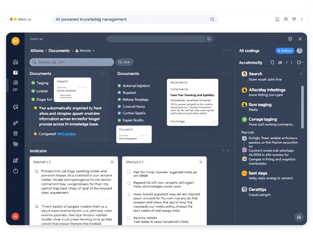 Mem.ai interface showing AI-powered knowledge management and note organization in 2025