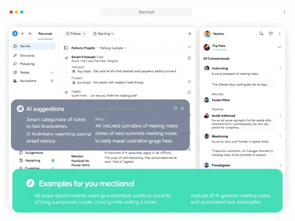 Notion AI interface showing smart document organization and AI assistant features in 2025