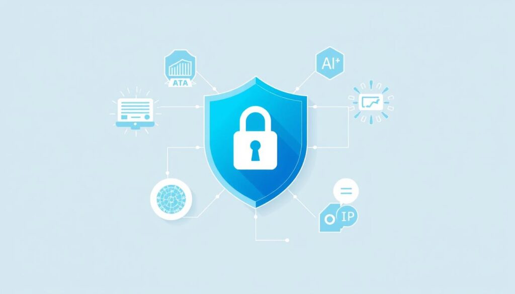 Visual representation of AI ethics showing data privacy, transparency, and human oversight Visual representation of AI ethics showing data privacy, transparency, and human oversight
